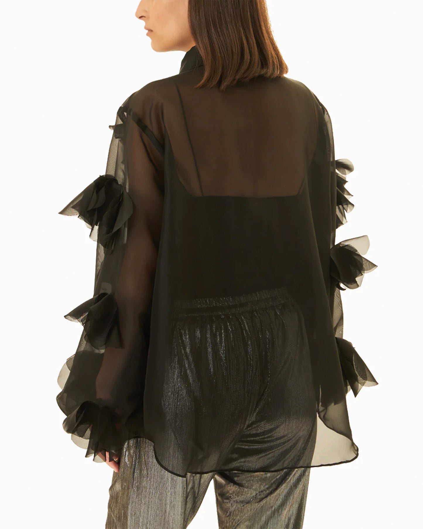 Black Camellia Charm Top