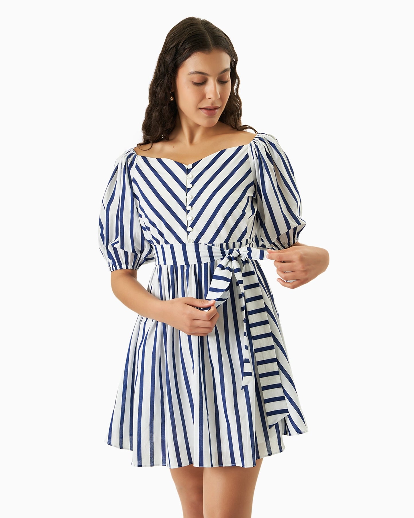 Soft Shoulder Stripe Dress
