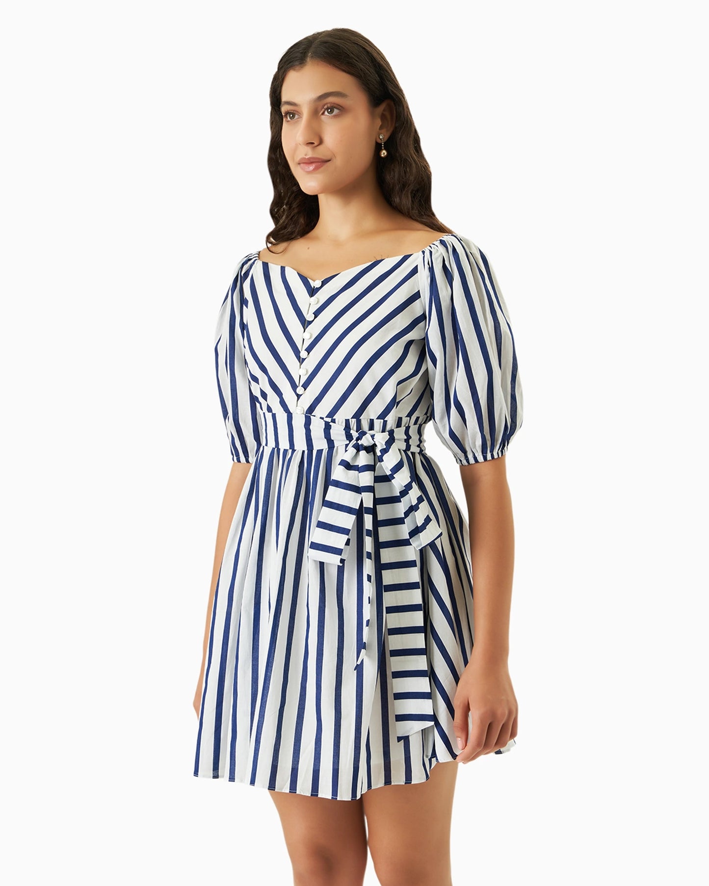 Soft Shoulder Stripe Dress