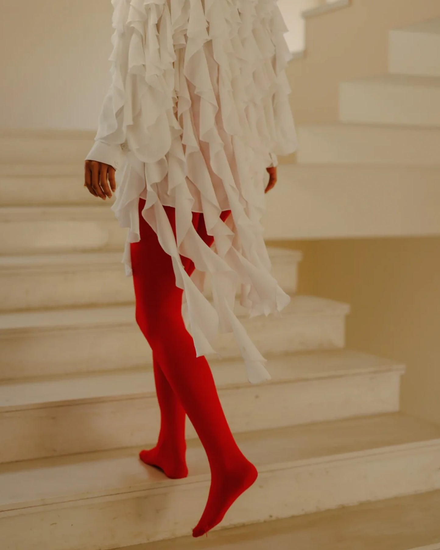 Ripple Ruffle White Shirt Dress