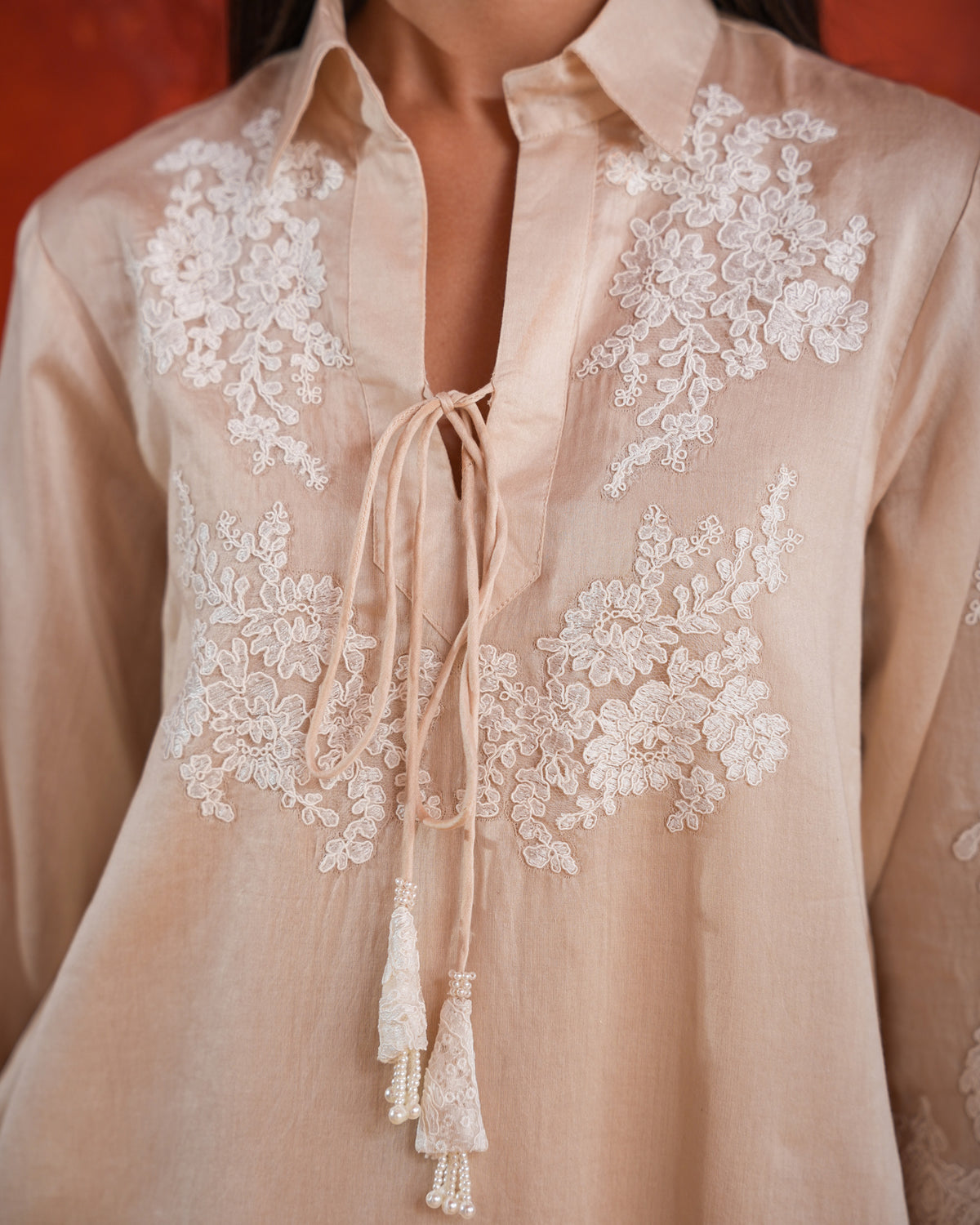 Beige Lace Coord Set