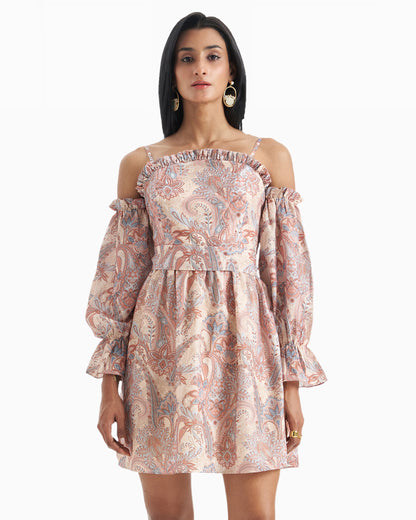 Sunset Paisley Off Shoulder Dress