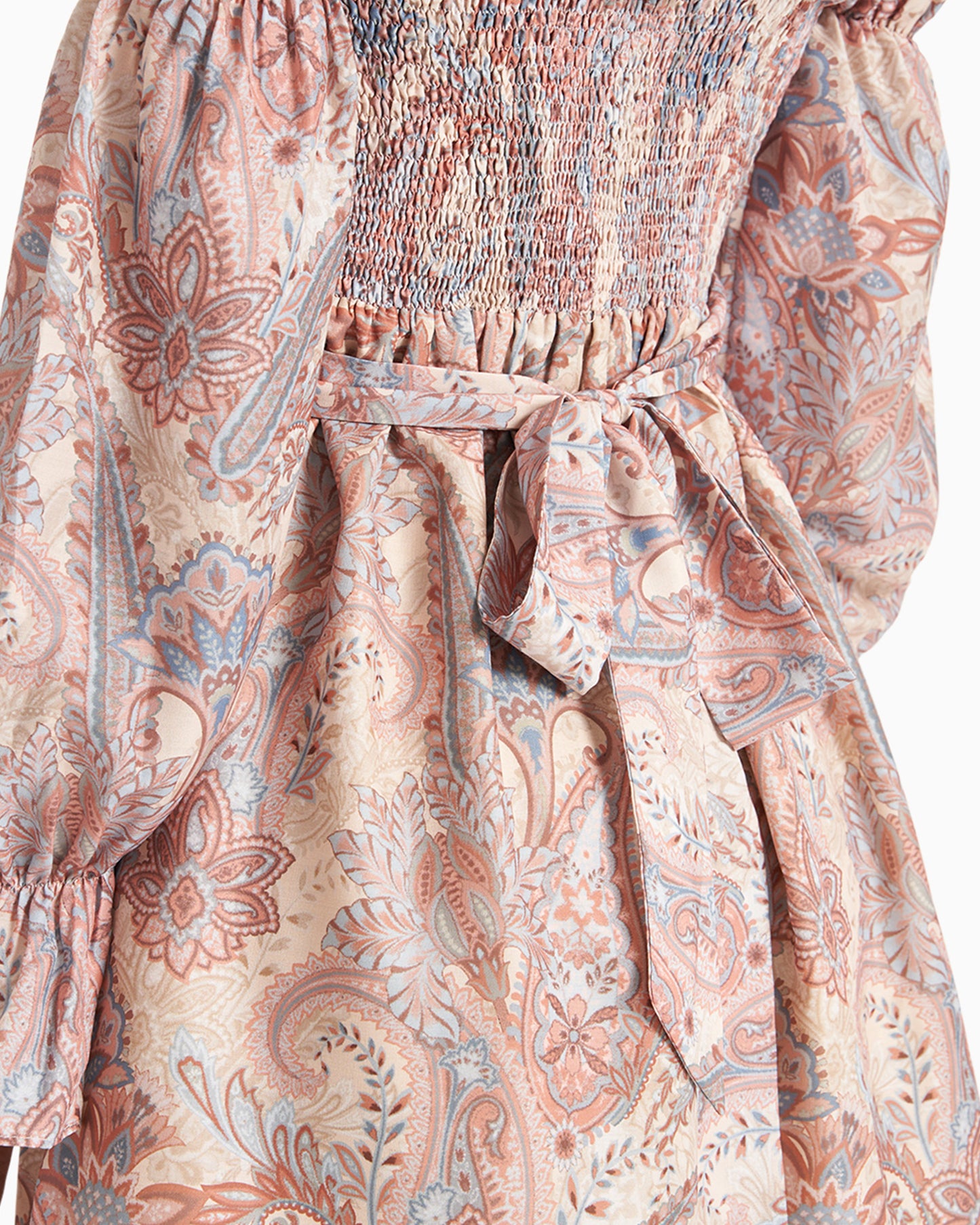 Sunset Paisley Off Shoulder Dress