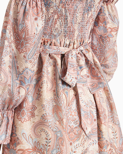 Sunset Paisley Off Shoulder Dress