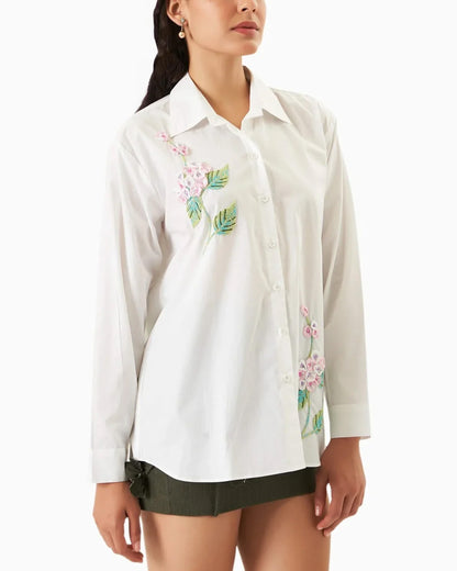 Ivory Meadow Thread Embroidery Shirt