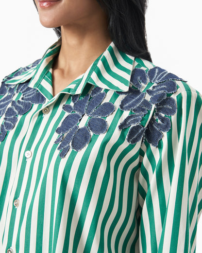 Emerald Bloom Stripe Shirt