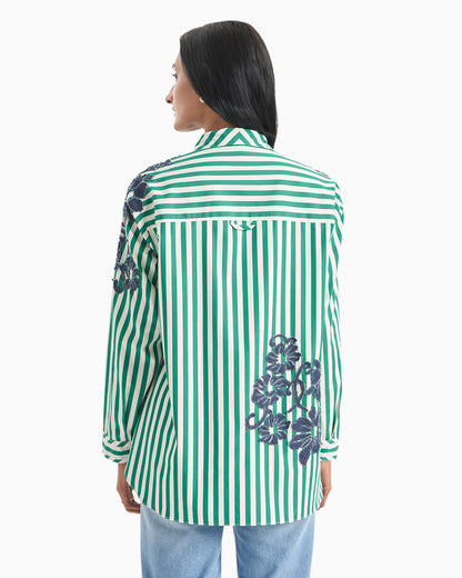 Emerald Bloom Stripe Shirt