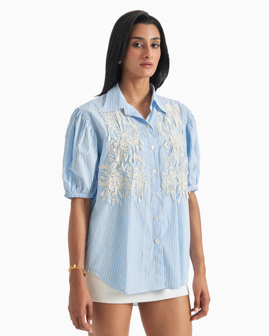 Bluebell Lace Stripe Shirt