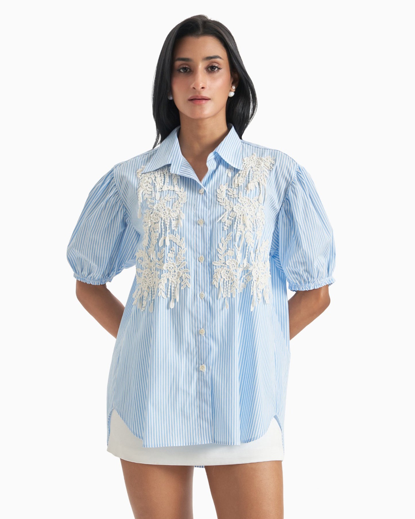 Bluebell Lace Stripe Shirt
