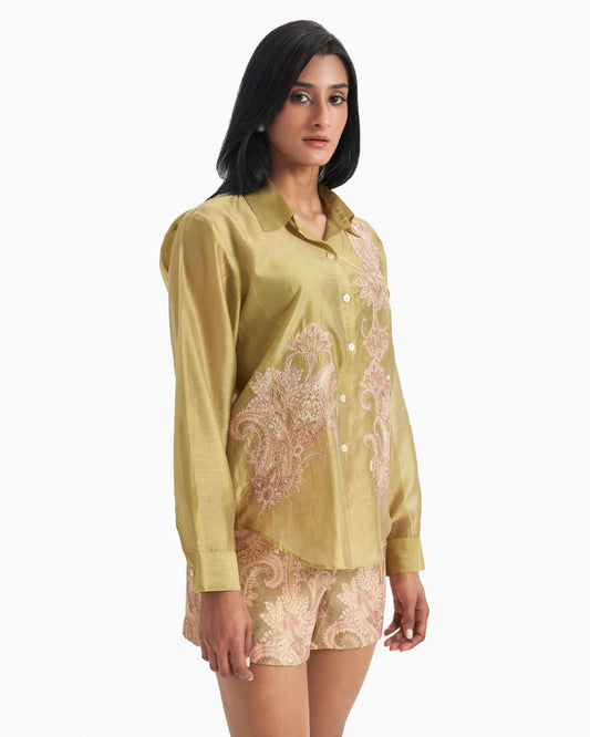 Moss Rose Paisley Shirt Set