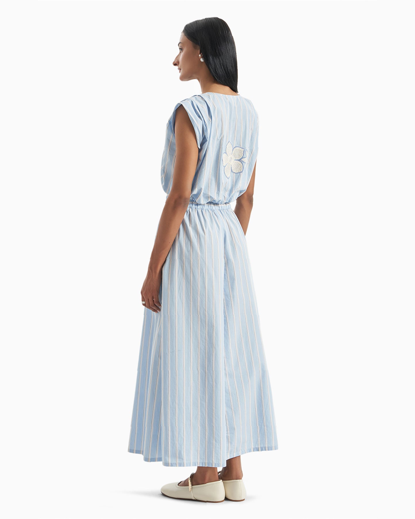 Blue Meadow Stripe Skirt Set