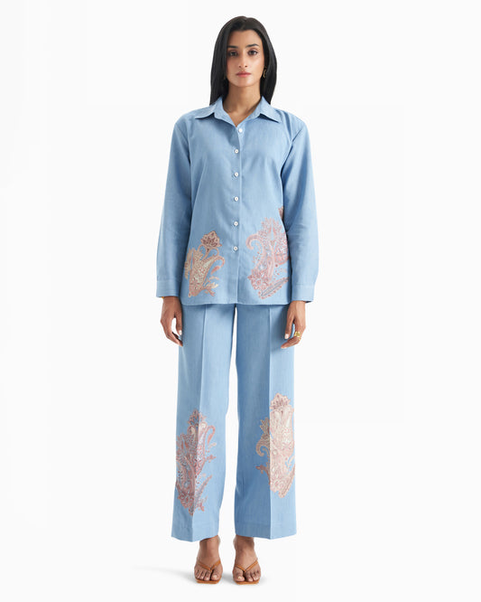 Azure Paisley Ease Coord Set
