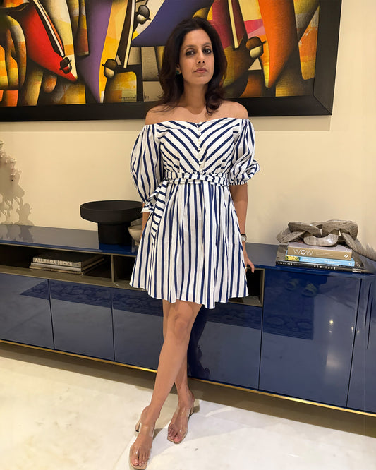 Soft Shoulder Stripe Dress