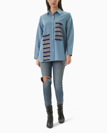 Blue Fringe Shirt