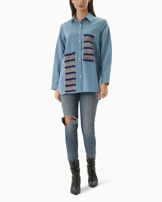 Blue Fringe Shirt