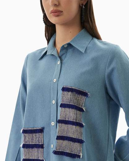 Blue Fringe Shirt