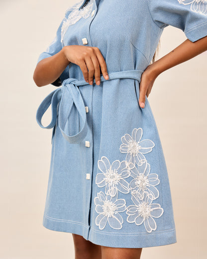 Sky Bloom Shirt Dress