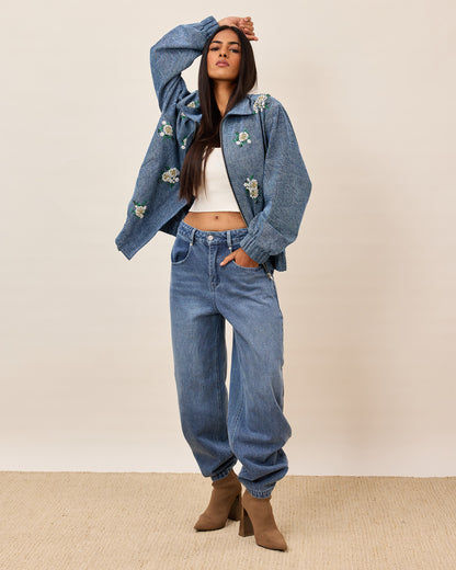Blue Blossom Denim Jacket
