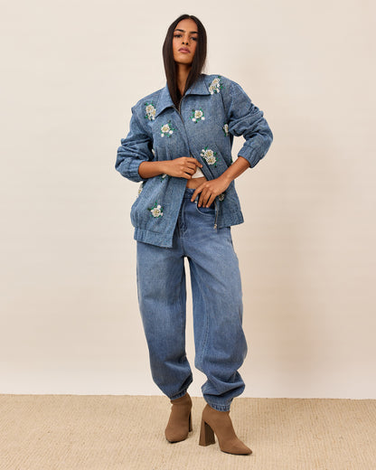 Blue Blossom Denim Jacket