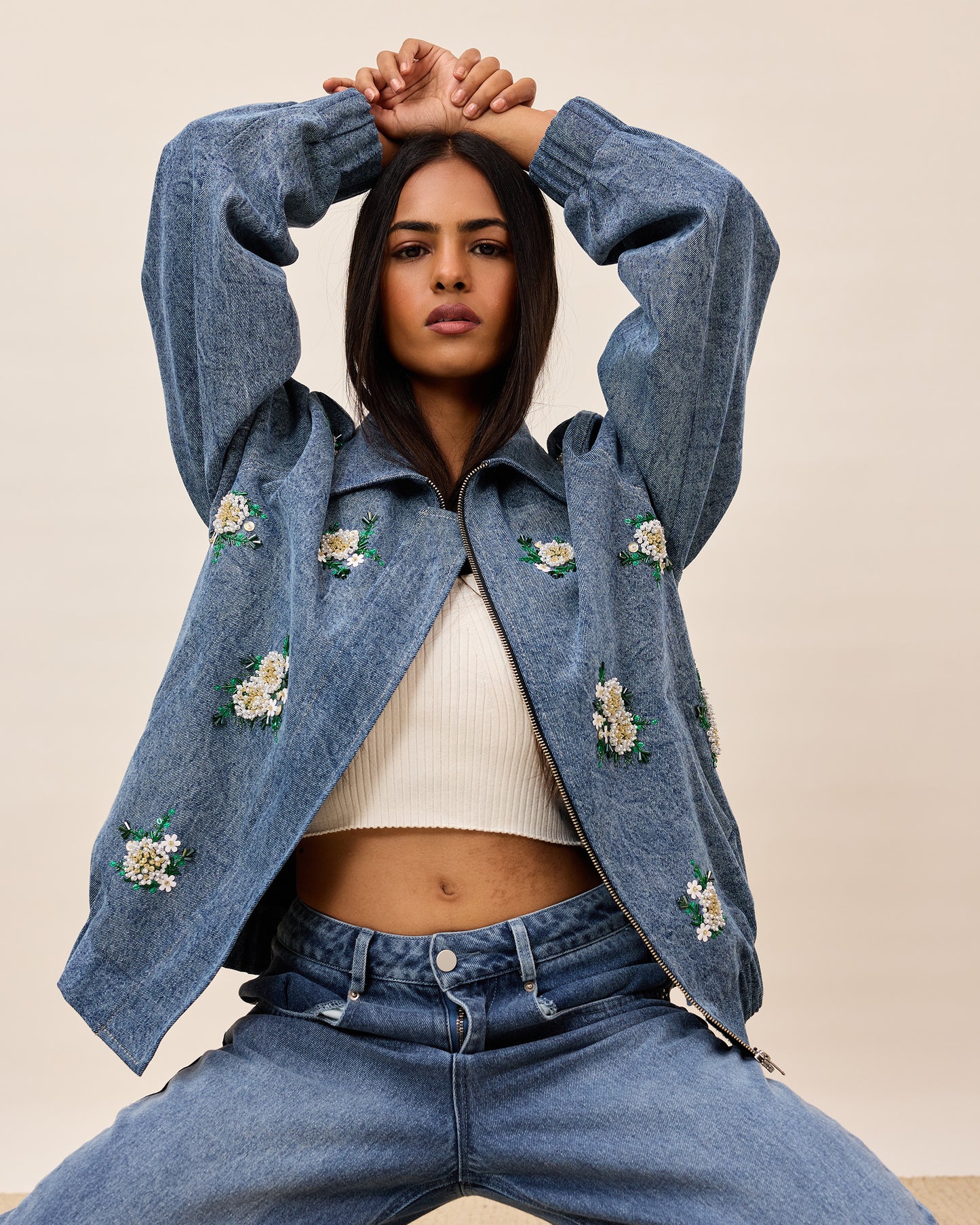 Blue Blossom Denim Jacket