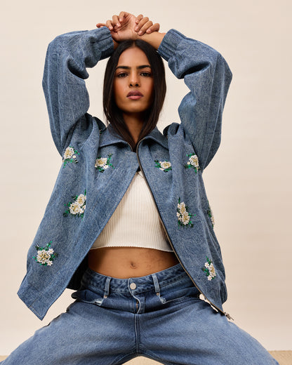 Blue Blossom Denim Jacket
