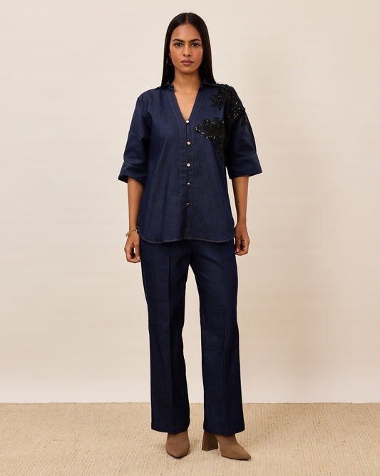 Midnight-blue Denim Co-ord