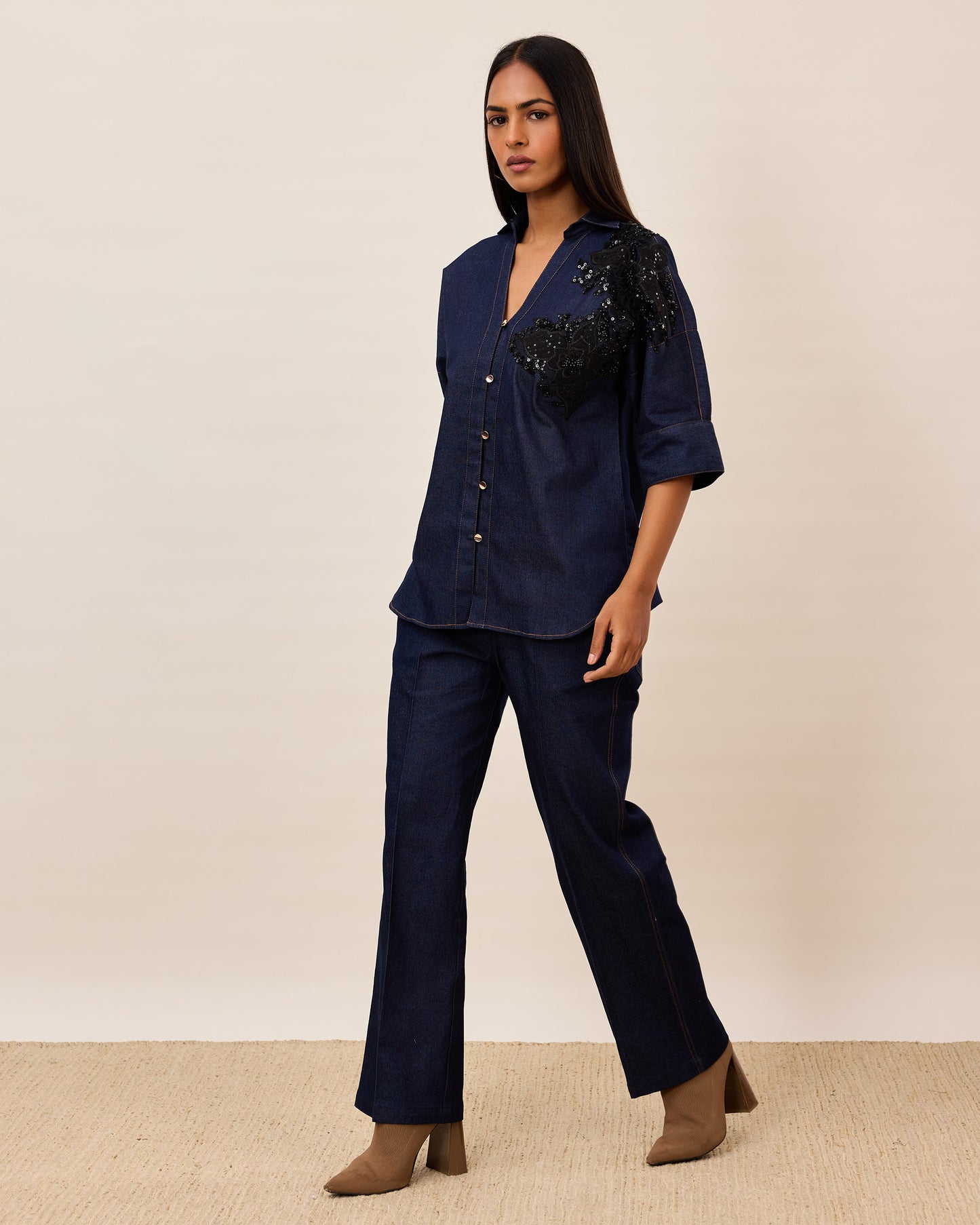 Midnight-blue Denim Co-ord