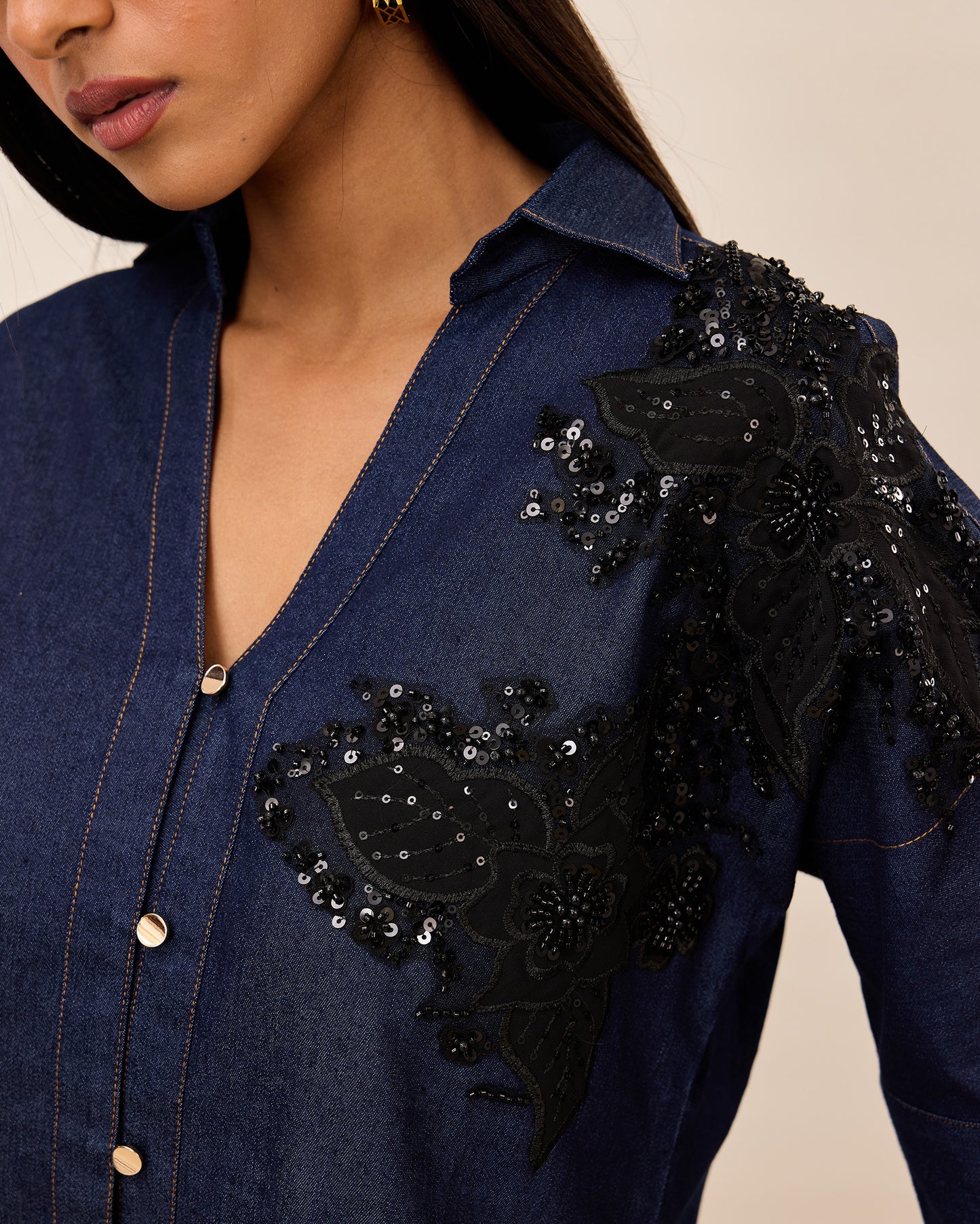 Midnight-blue Denim Shirt