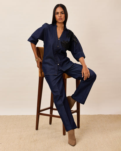 Midnight-blue Denim Co-ord