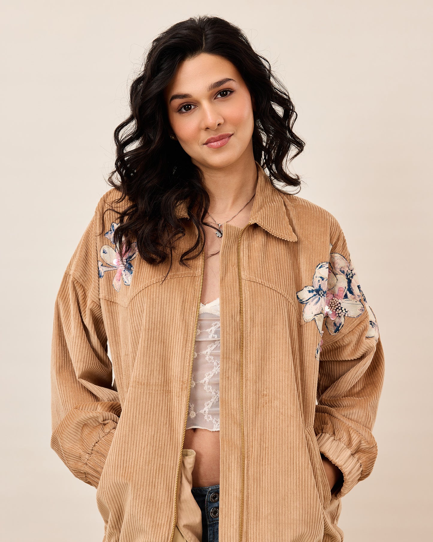 Sandstone Bloom Zip Jacket