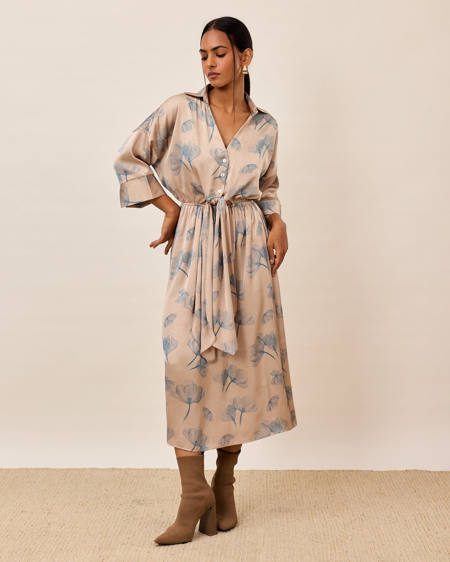 Soft Bloom Tie Waist Dress