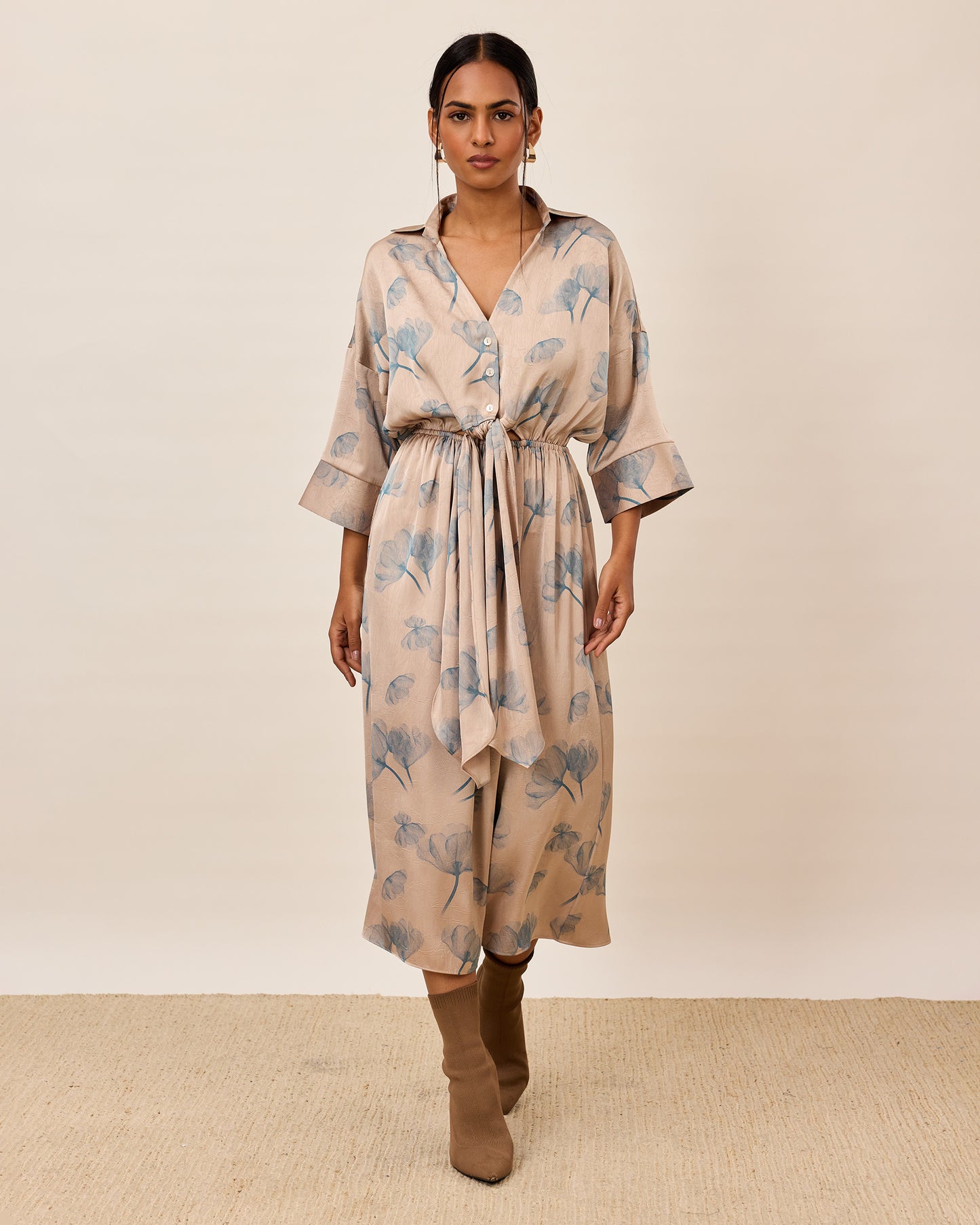 Soft Bloom Tie Waist Dress