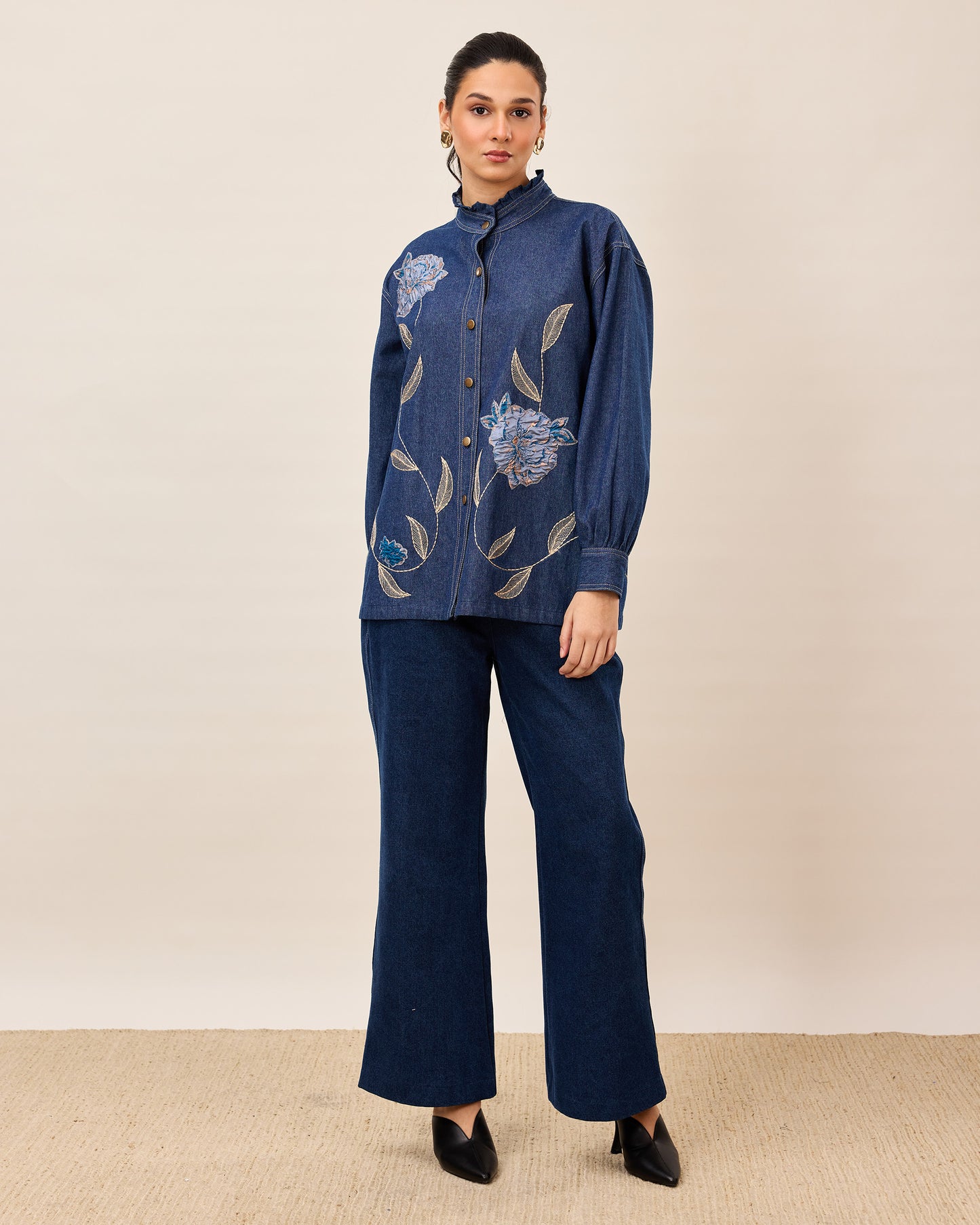 Indigo Bloom Denim Set