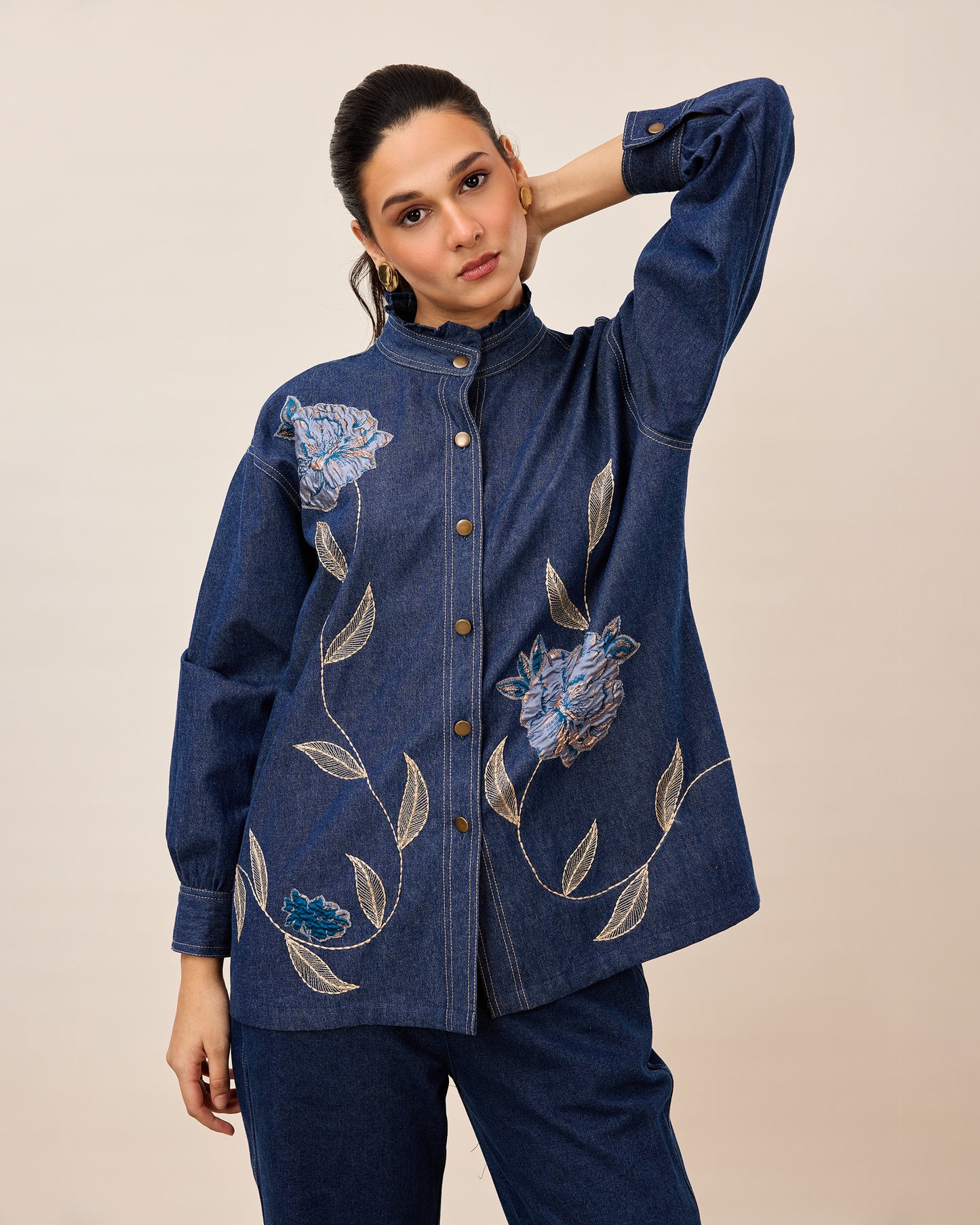 Indigo Bloom Denim Set