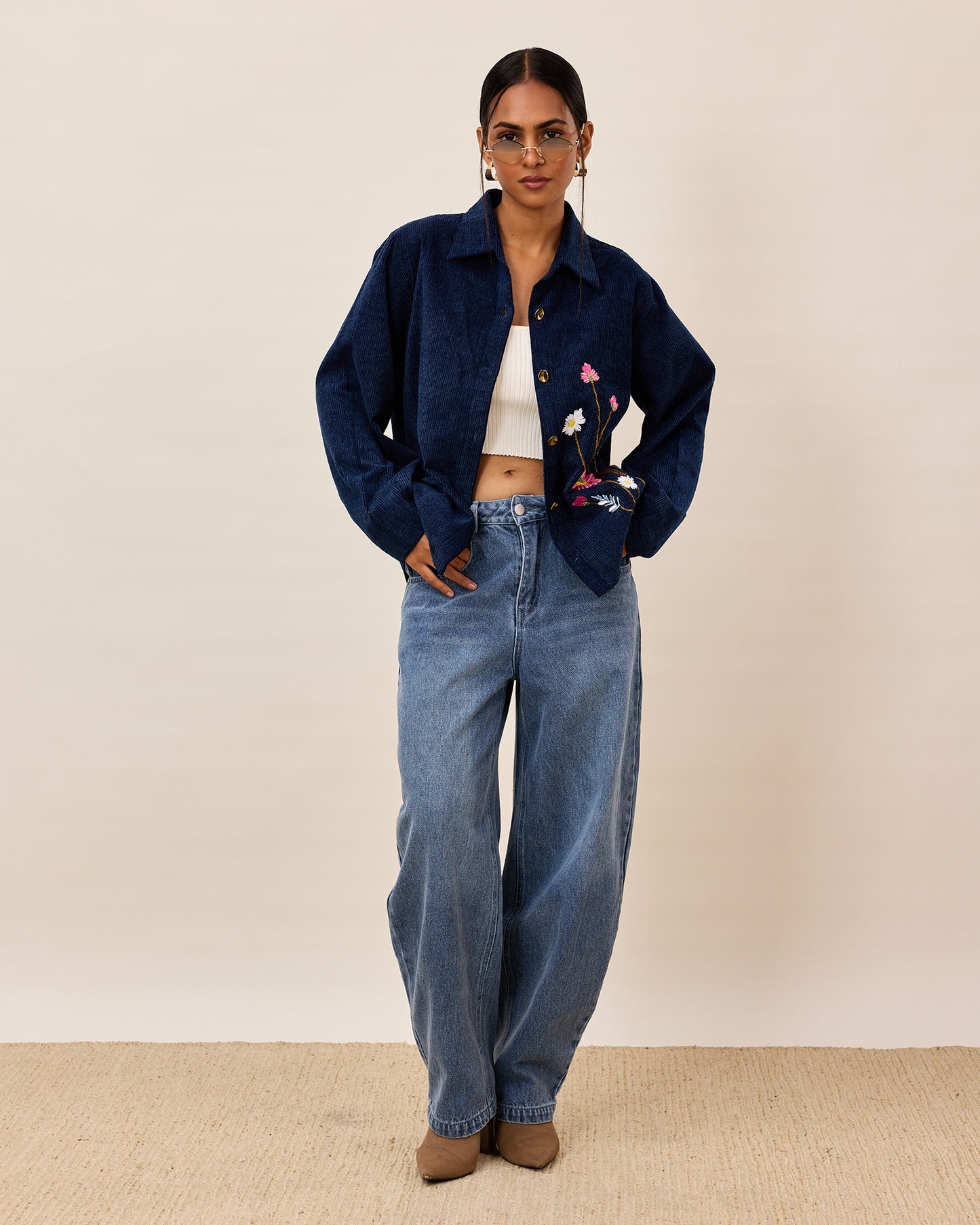 Blossom Stitch Corduroy Shirt