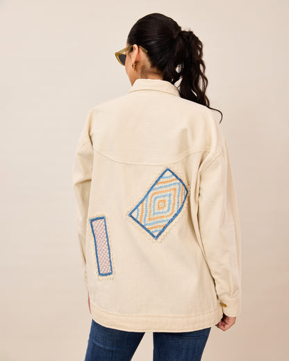 Geo Patch Cordrouy Zip Jacket