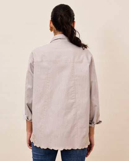 Dove Grey Floral Hem Shirt