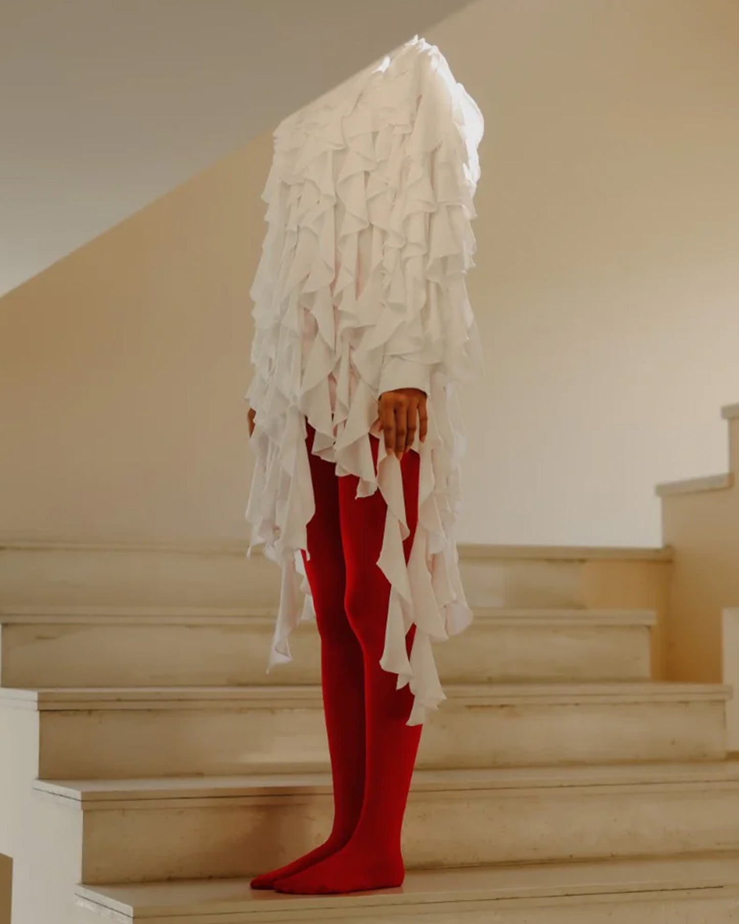 Ripple Ruffle White Shirt Dress
