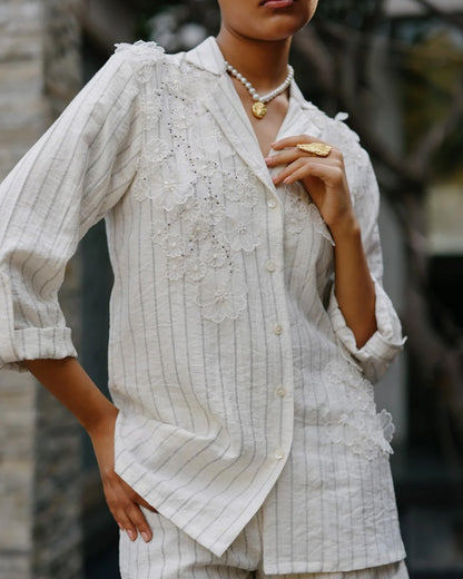 Celeste Cotton Linen Beadwork Co-ord Set