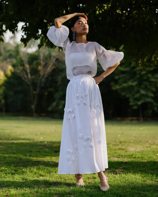 Raya Top With Petal Play Skirt