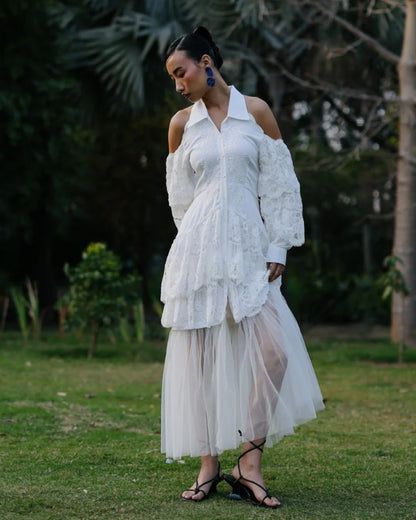 Wavelet Lace Flowy Dress