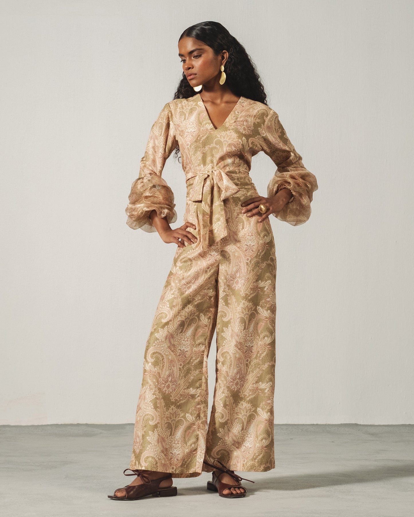 Olive Paisley Wrap Set