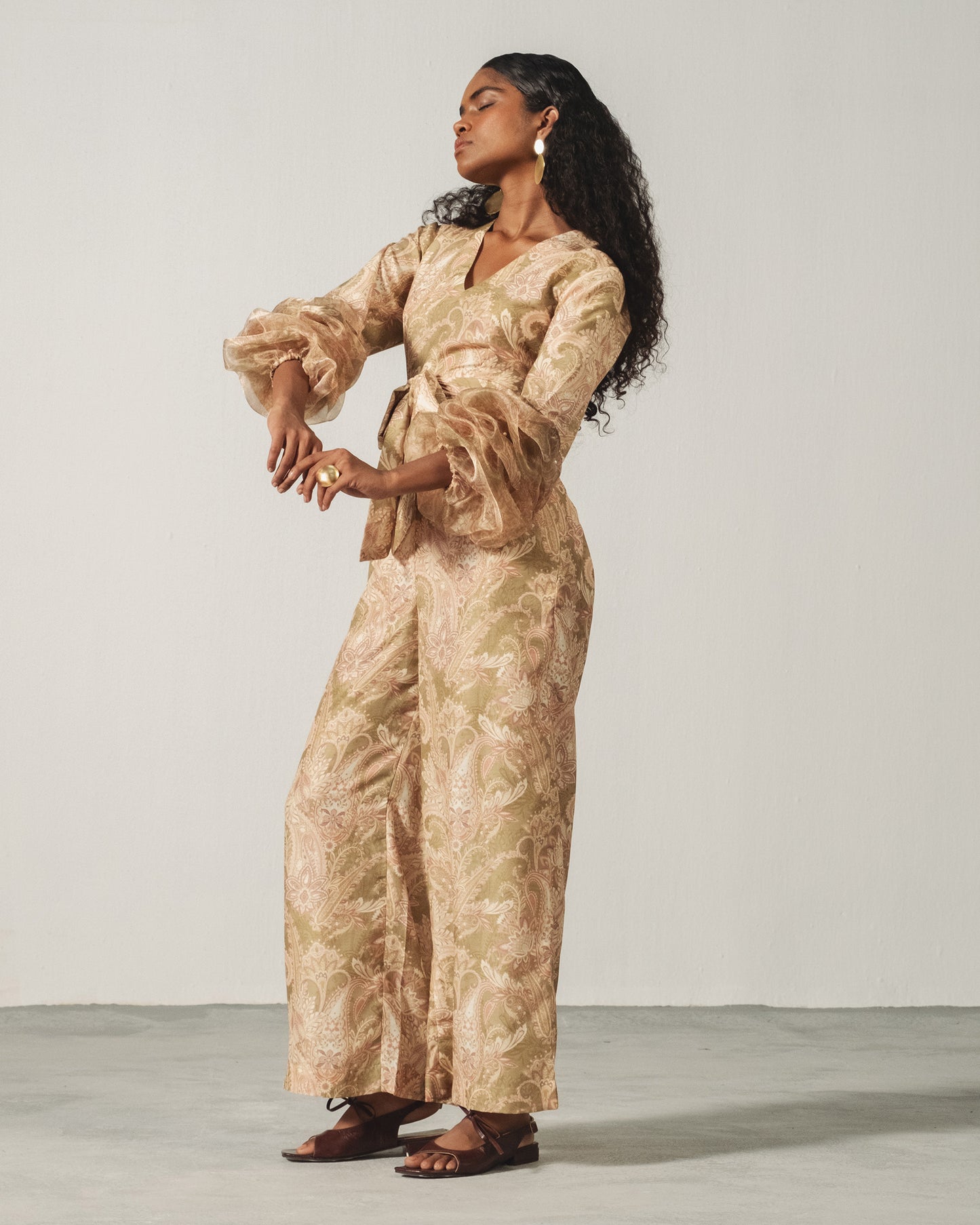 Olive Paisley Wrap Set