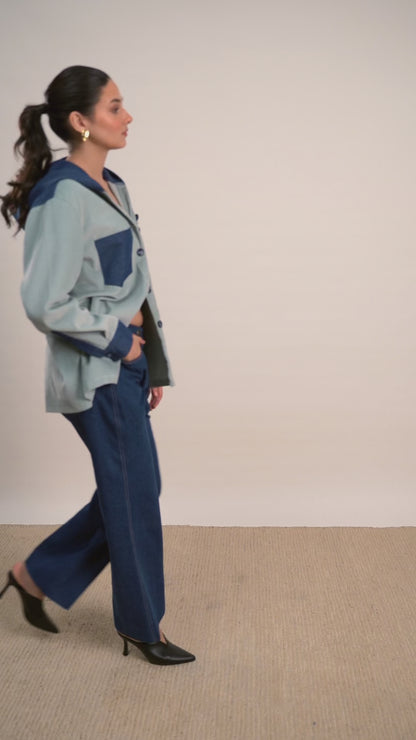 Two Tone Floral Corduroy Hoodie